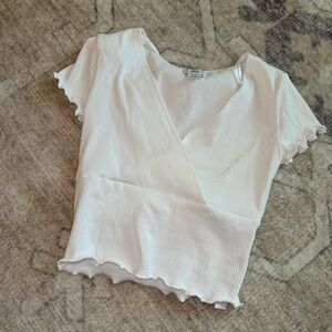 BDG cropped white wrap tee